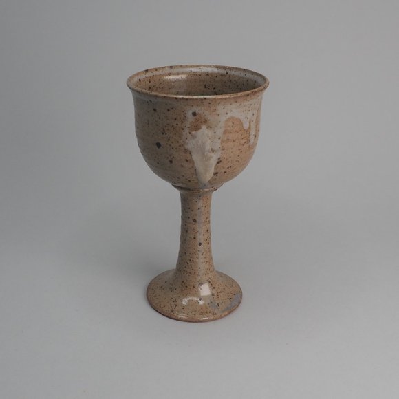 Vintage hand thrown earthenware wine goblet - Picture 1 of 8
